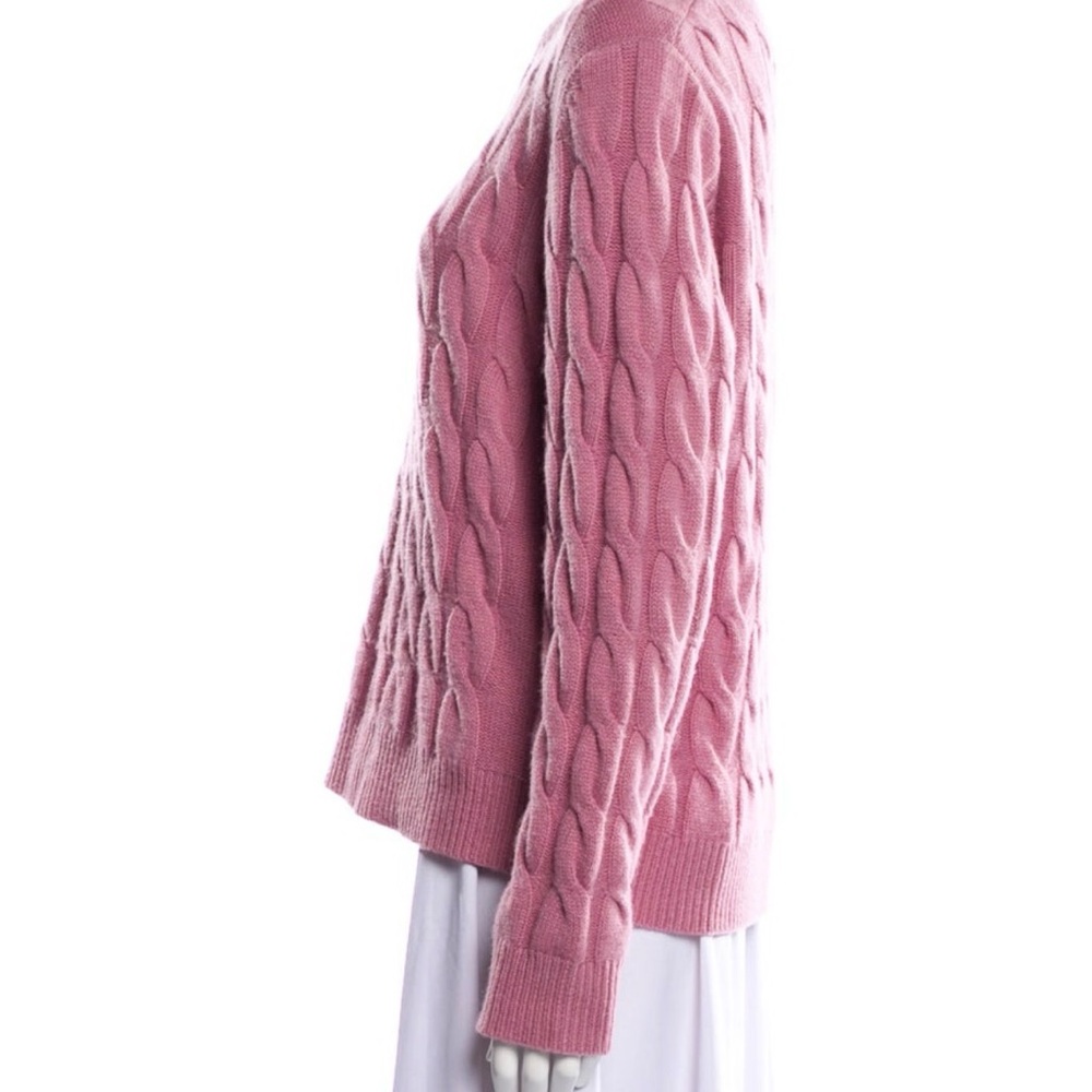 Max Mara Edipo Cashmere Cable-Knit Sweater in Rose Pink size XL - Picture 7 of 9
